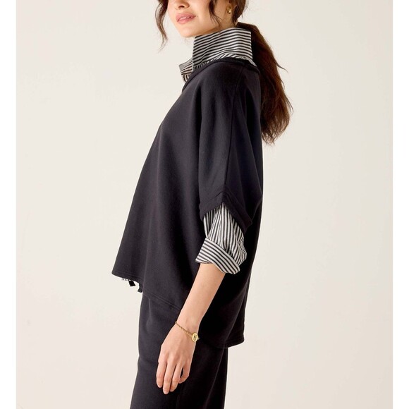 Voyageur By Mersea Frenchie Raw Edge V-Neck Sweatshirt Top Oversized OS 283409 - Picture 3 of 9